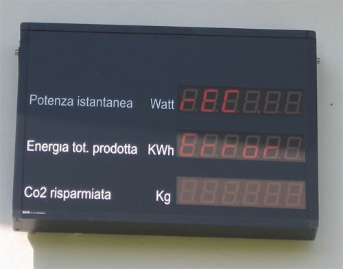 Display dell'impianto fotovoltaico