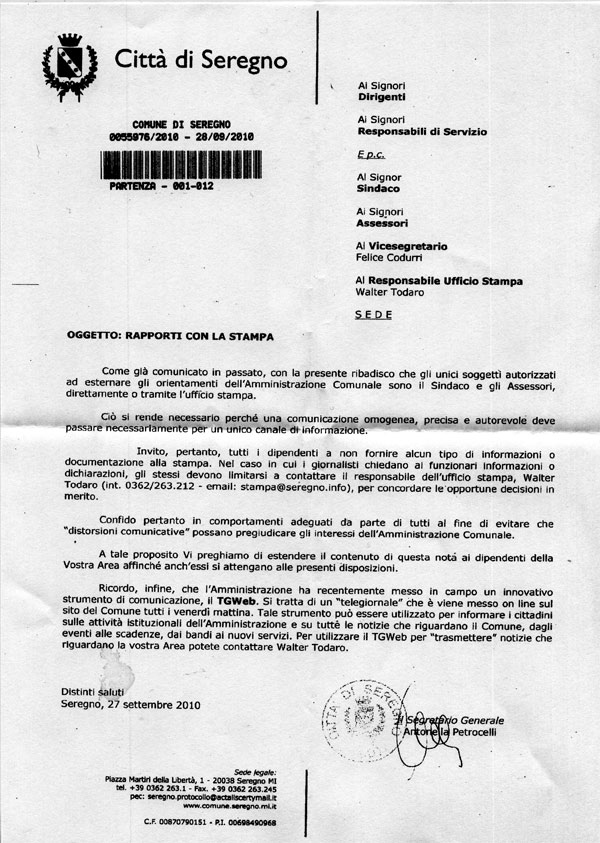 Rapporti con la stampa