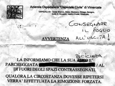 Parcheggio ospedale: avviso
