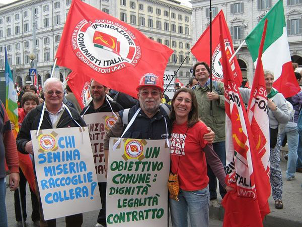 Militanti della FdS di Monza e Brianza alla manifestazione della FIOM a Roma