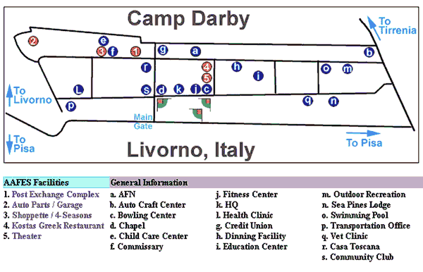 Mappa di Camp Darby
