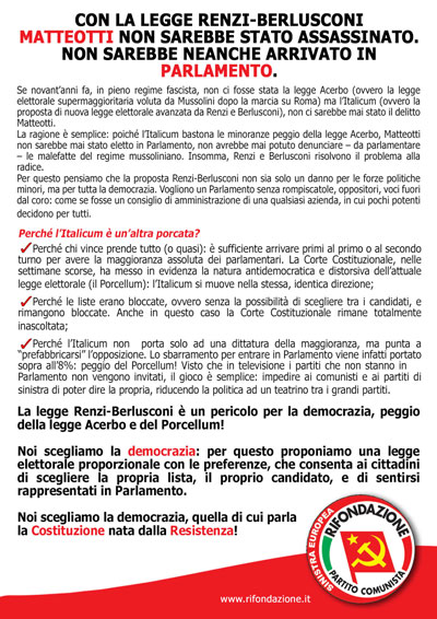 Legge elettorale proposta da Renzi - Berlusconi