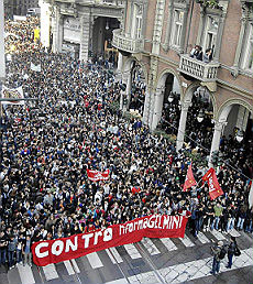 Manifestazione all'Università di Roma