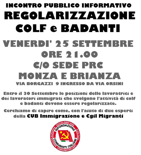 Assemblea a Monza organizzata da PRC e PCdI