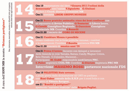 Programma della 2° Festa della FDS di Monza